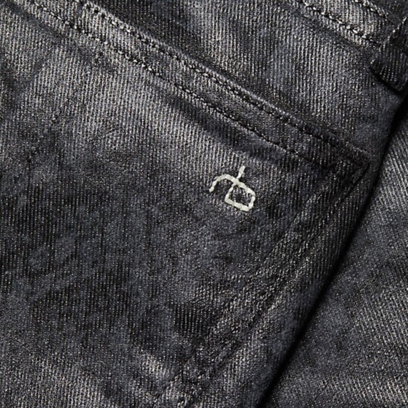 rag & bone Nina‎ High-Rise Cigarette Black Cropped Coated 27 Jeans - Picture 7 of 11